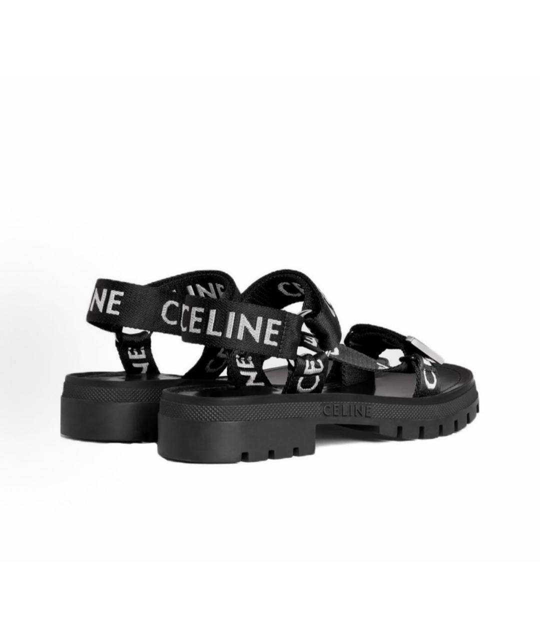 CELINE Черные текстильные сандалии, фото 4