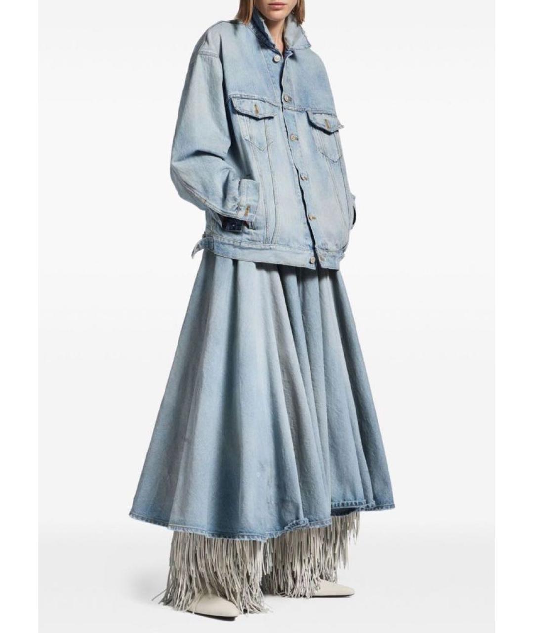 BALENCIAGA Голубая деним юбка миди, фото 5