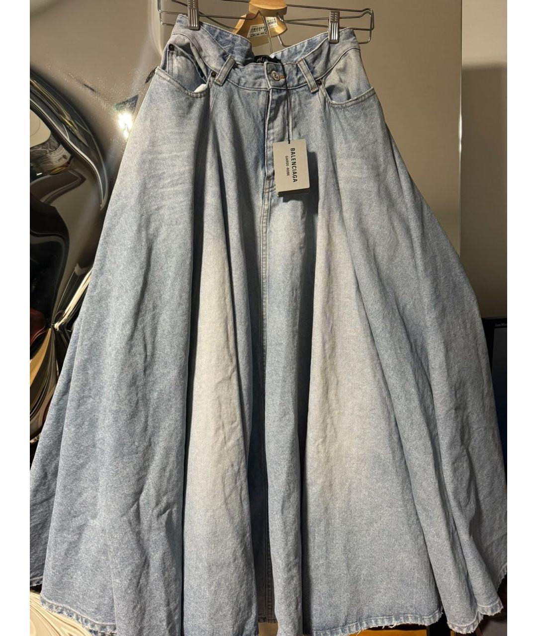 BALENCIAGA Голубая деним юбка миди, фото 2