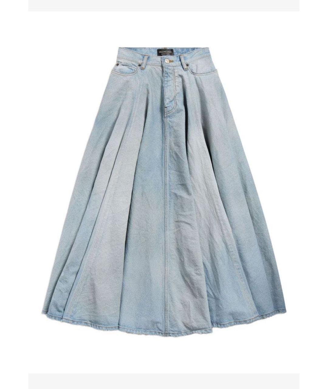 BALENCIAGA Голубая деним юбка миди, фото 1