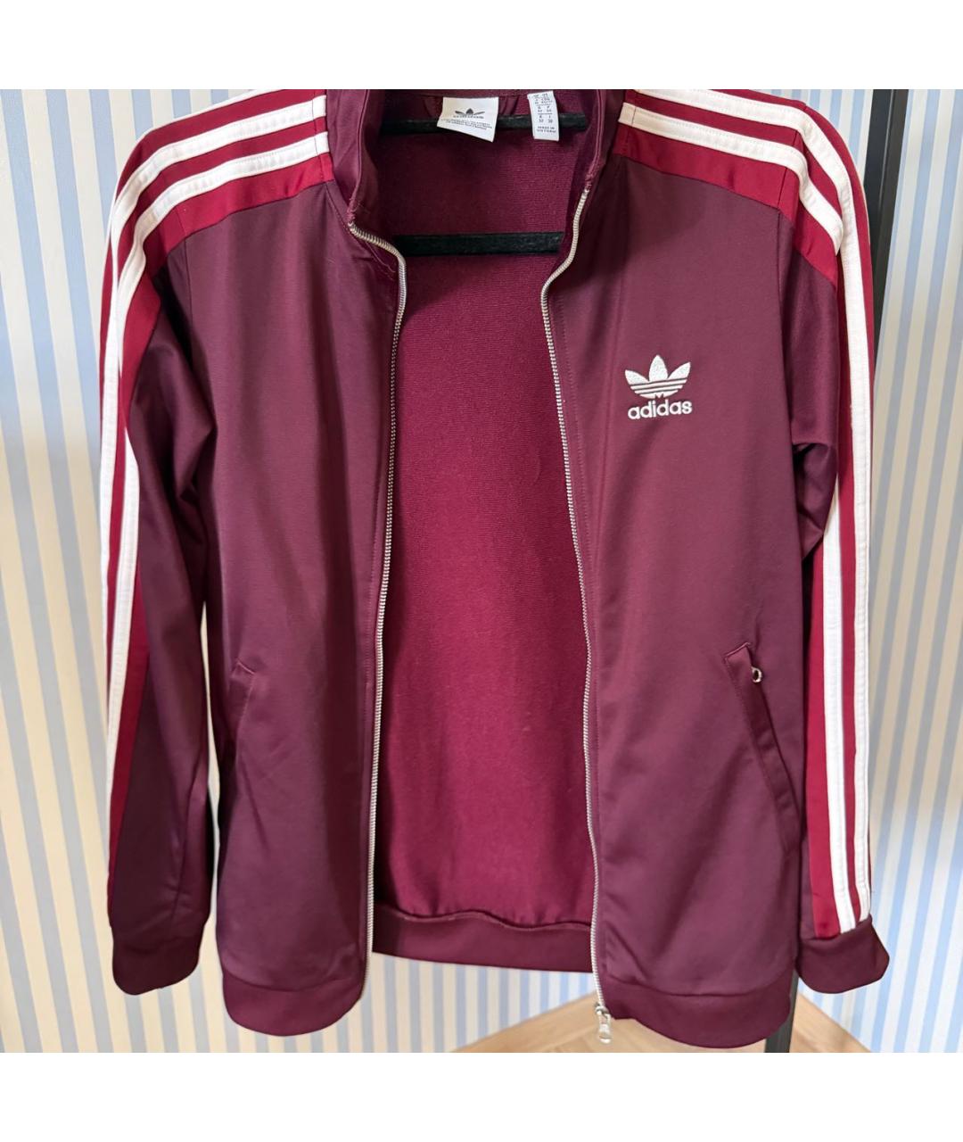 ADIDAS Бордовая полиэстеровая спортивная куртка, фото 4