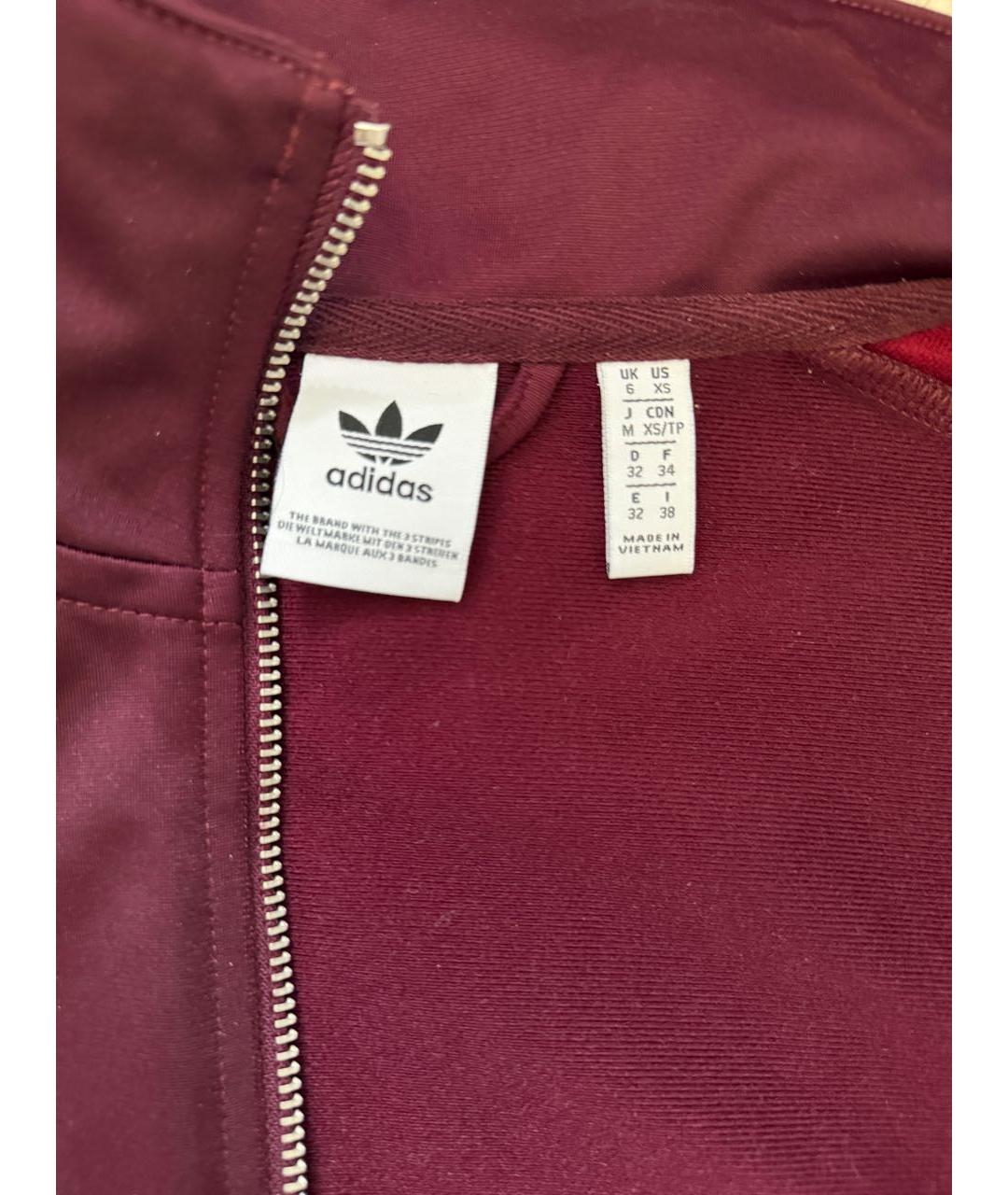 ADIDAS Бордовая полиэстеровая спортивная куртка, фото 3