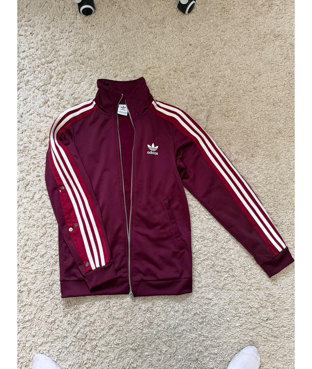 ADIDAS Бордовая полиэстеровая спортивная куртка, фото 9
