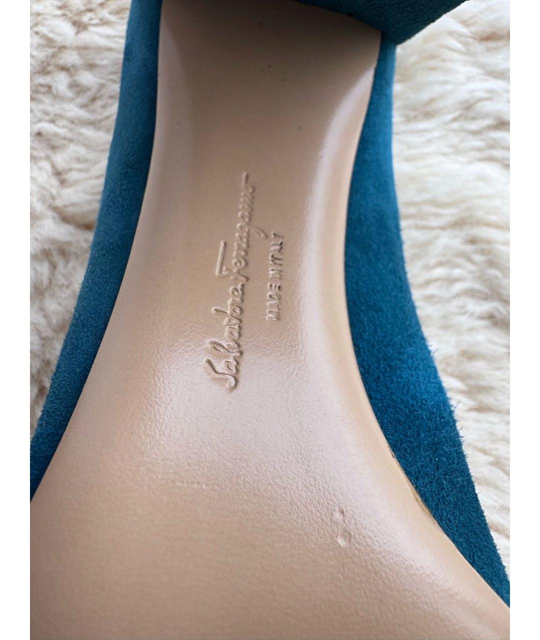 FERRAGAMO Бирюзовые замшевые туфли, фото 2