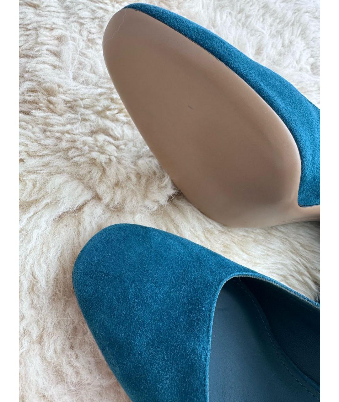 FERRAGAMO Бирюзовые замшевые туфли, фото 7