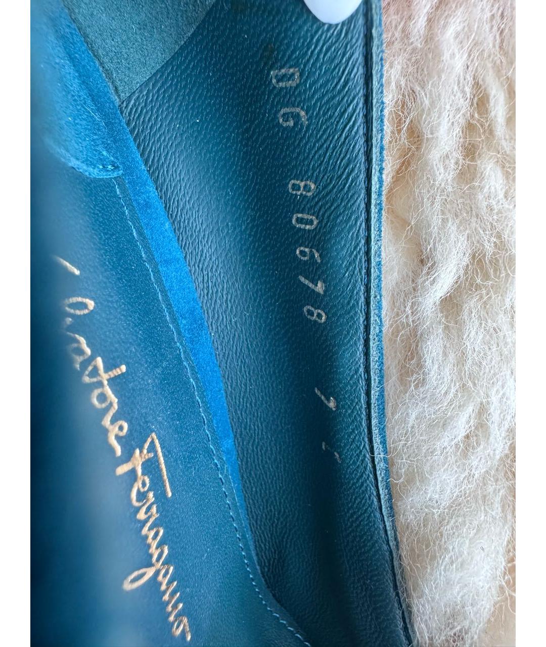 FERRAGAMO Бирюзовые замшевые туфли, фото 5