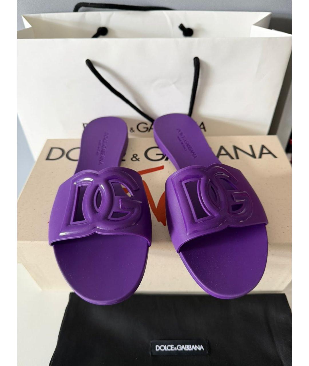 DOLCE&GABBANA Фиолетовые резиновые шлепанцы, фото 2