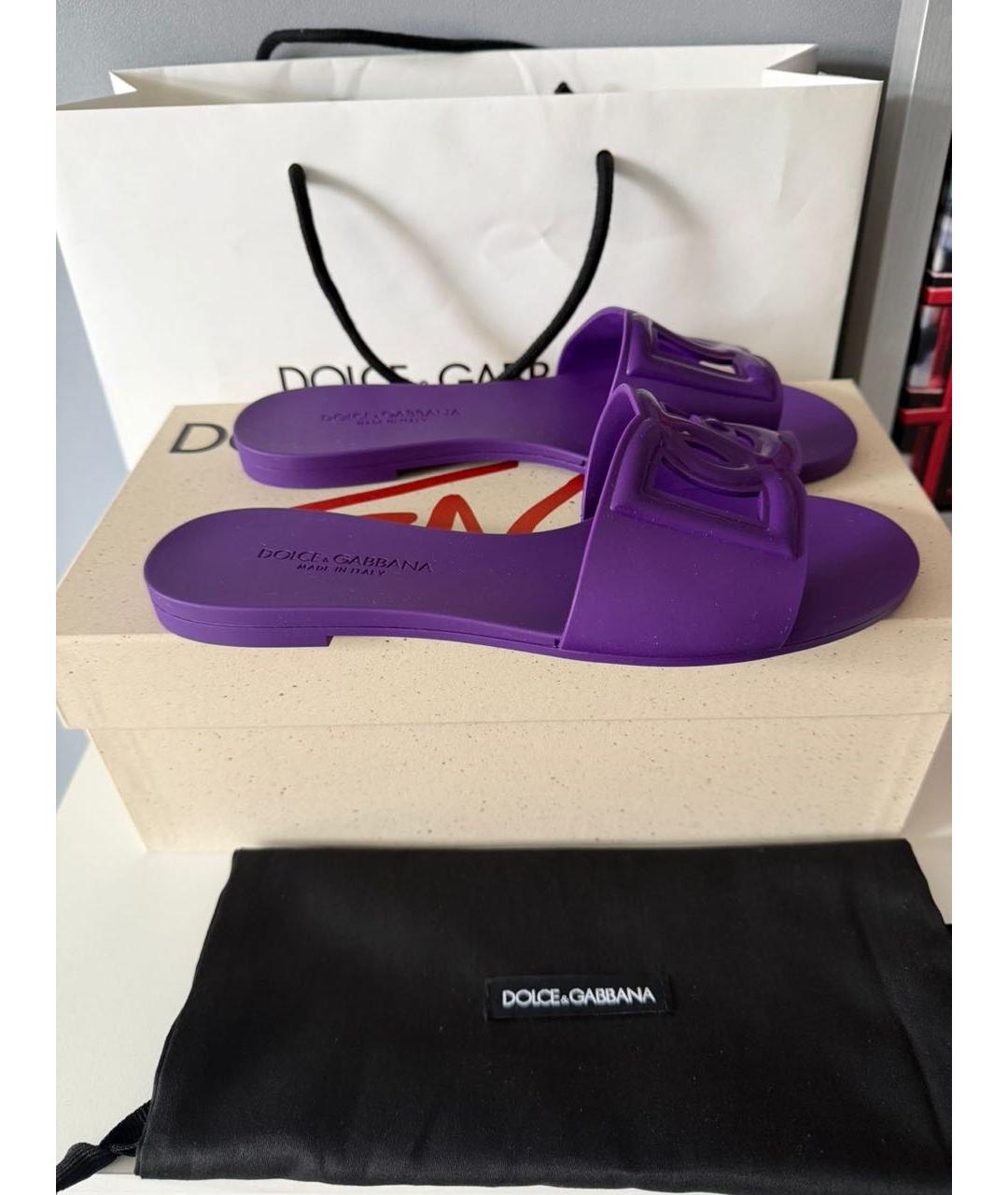DOLCE&GABBANA Фиолетовые резиновые шлепанцы, фото 6