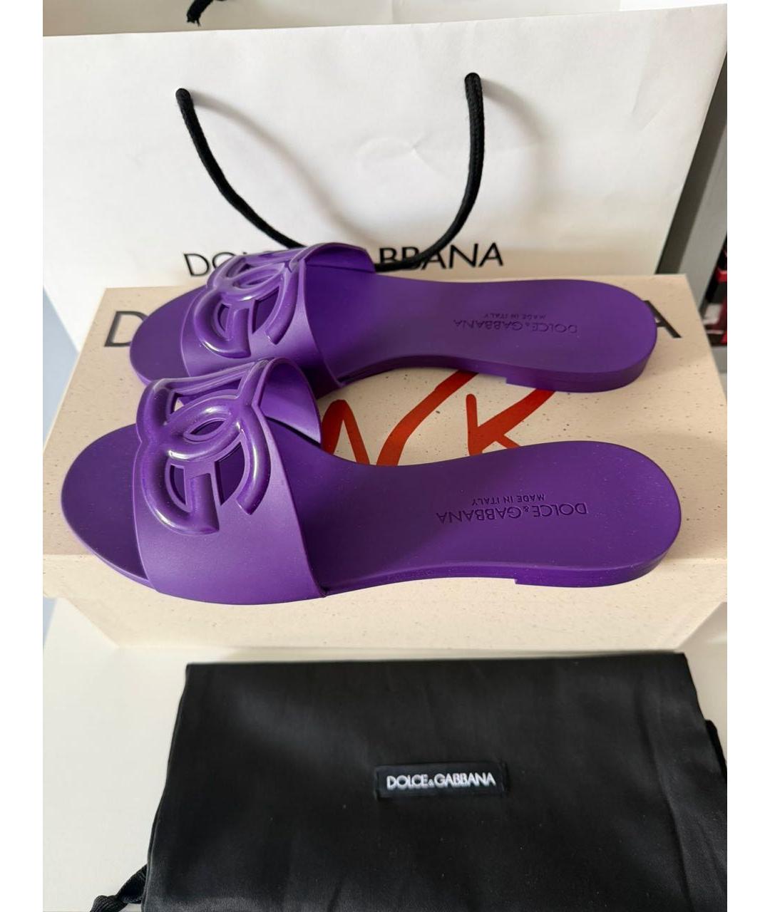 DOLCE&GABBANA Фиолетовые резиновые шлепанцы, фото 3