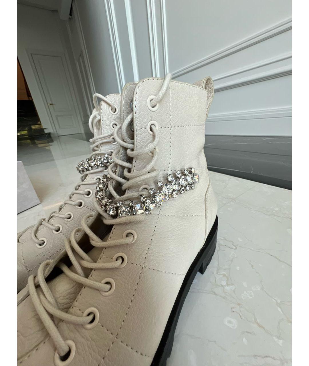 JIMMY CHOO Бежевые кожаные ботинки, фото 7