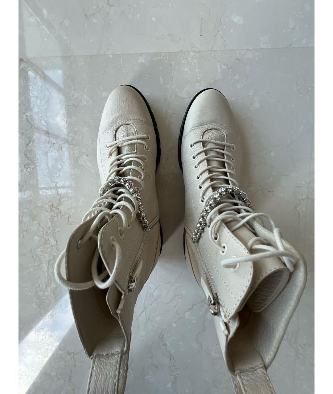 JIMMY CHOO Бежевые кожаные ботинки, фото 3
