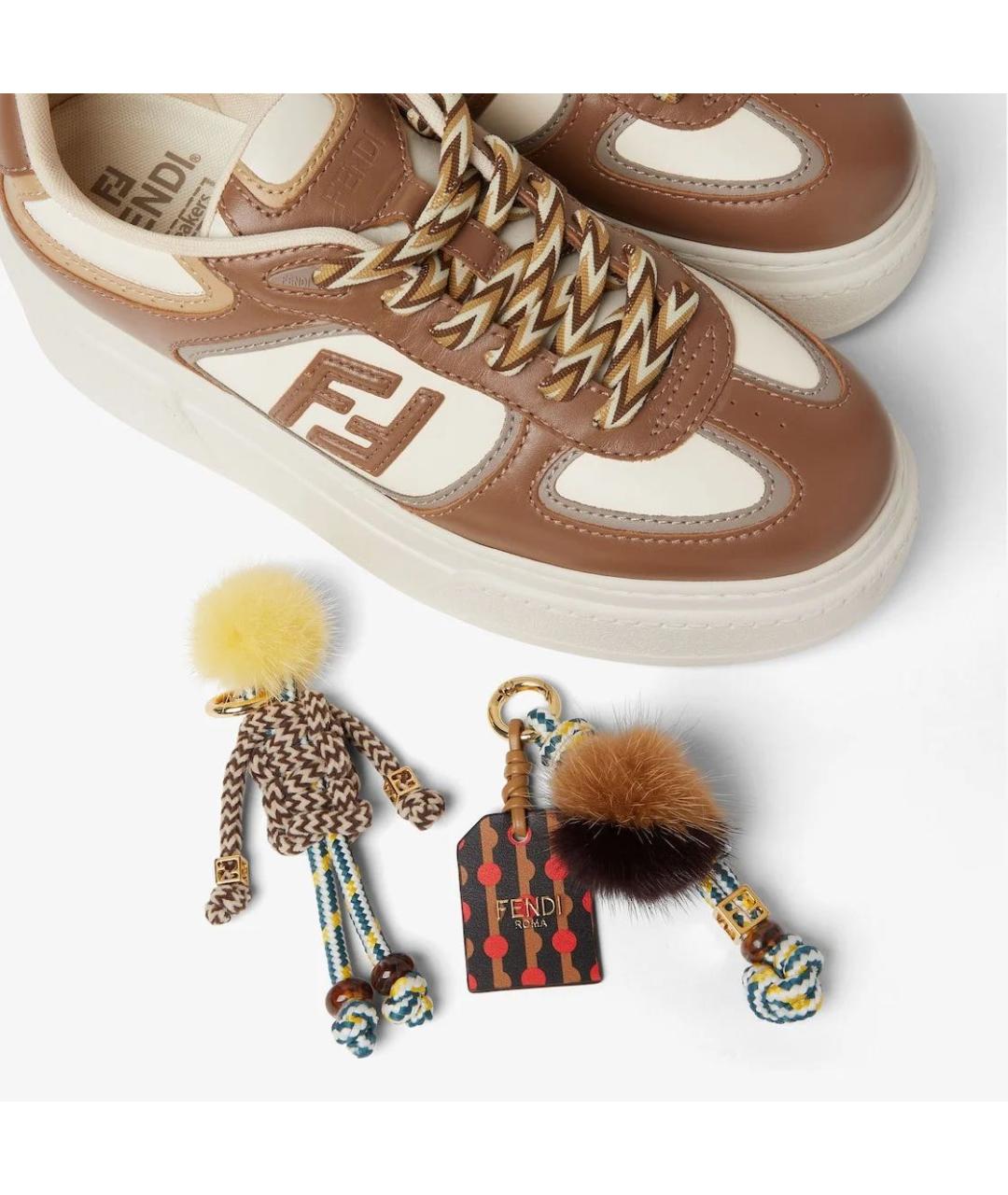 FENDI Бежевые кожаные кеды, фото 5