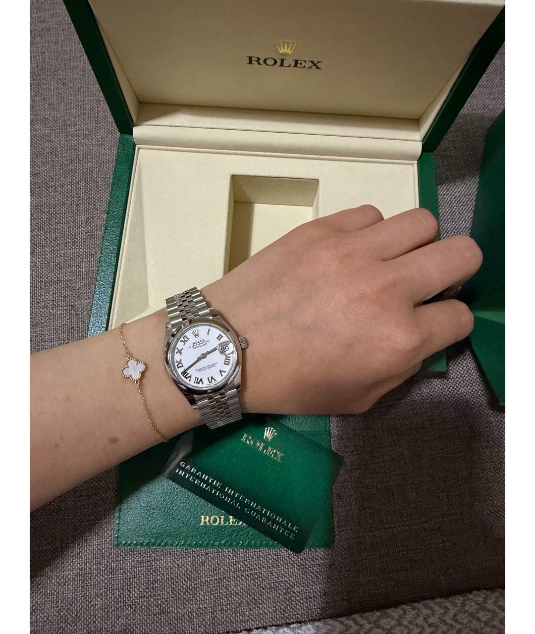 ROLEX Белые металлические часы, фото 5