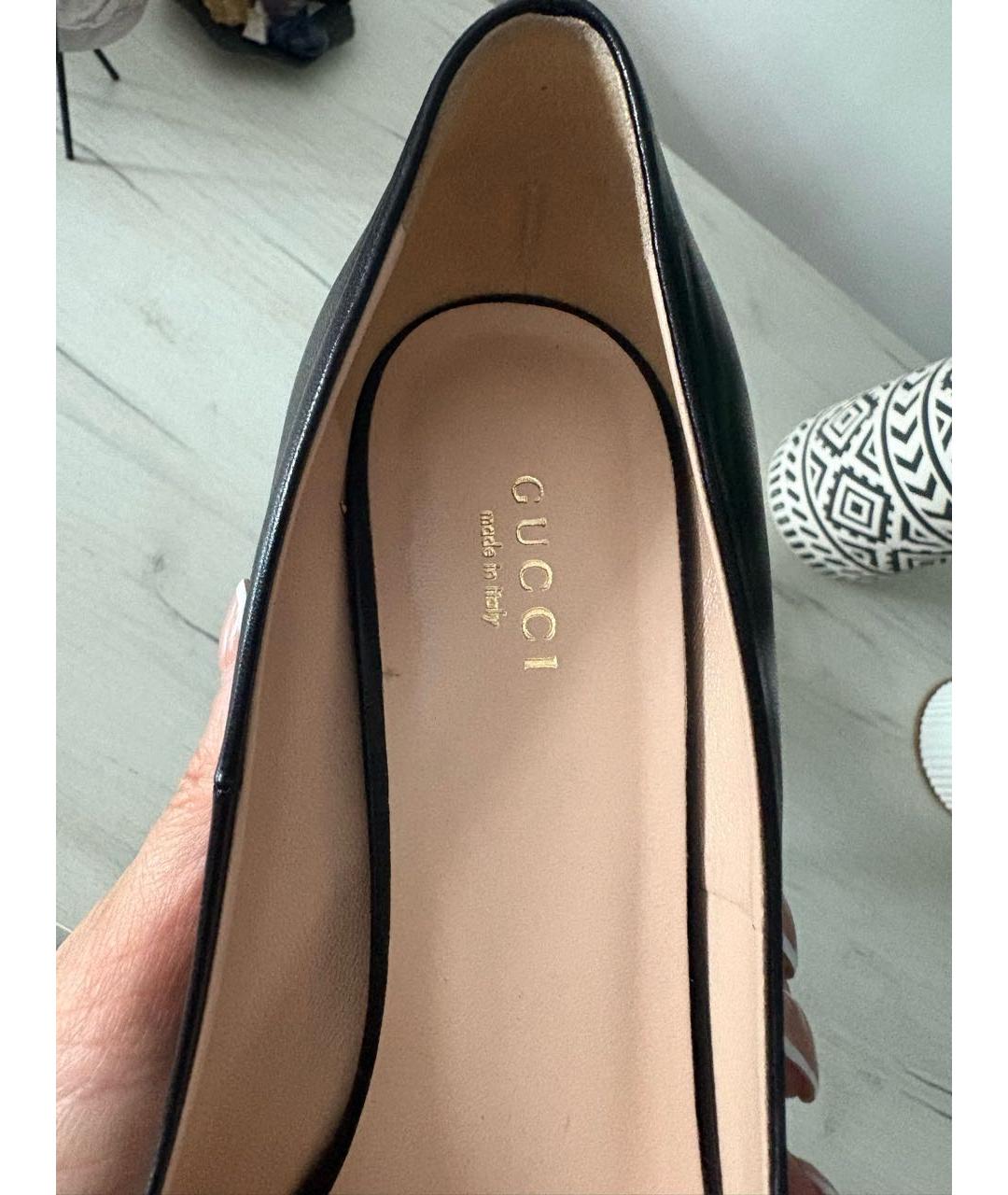 GUCCI Черные кожаные туфли, фото 6