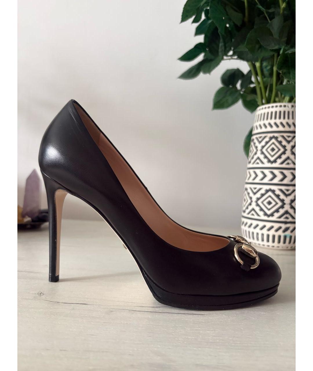 GUCCI Черные кожаные туфли, фото 9