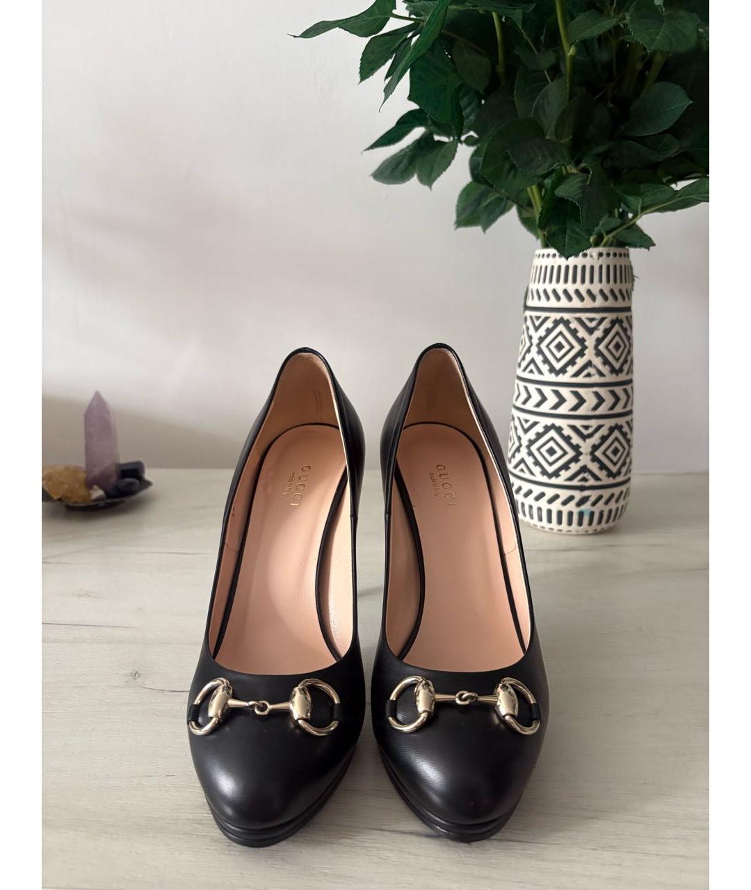 GUCCI Черные кожаные туфли, фото 2