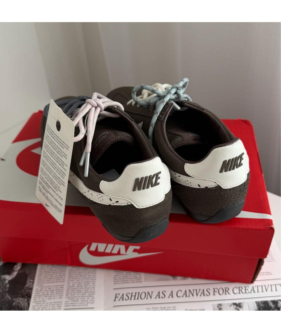 NIKE Коричневые кожаные кроссовки, фото 6