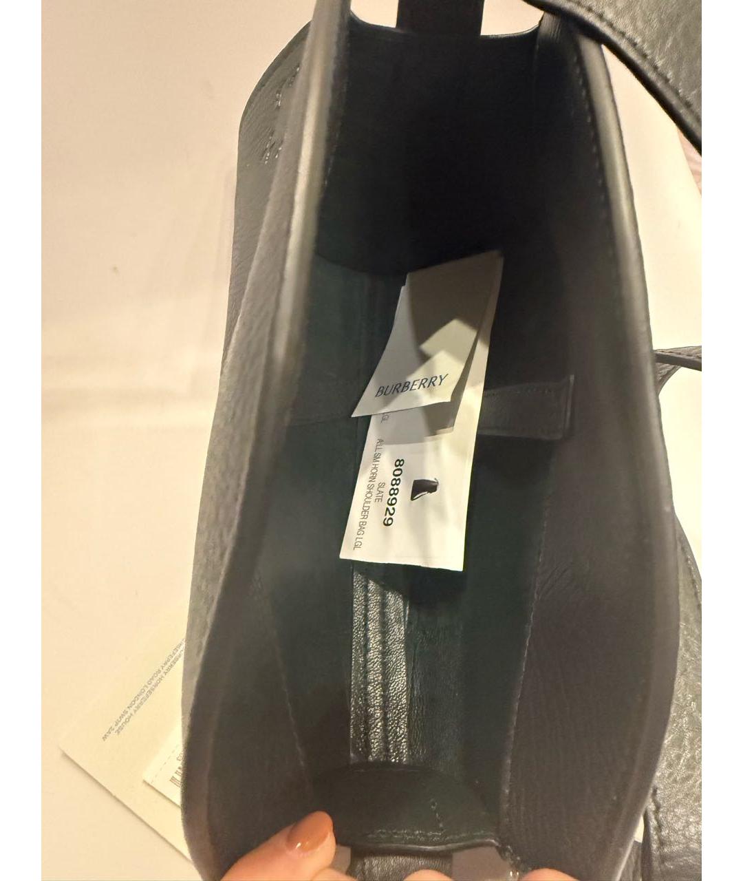 BURBERRY Черная кожаная сумка через плечо, фото 6