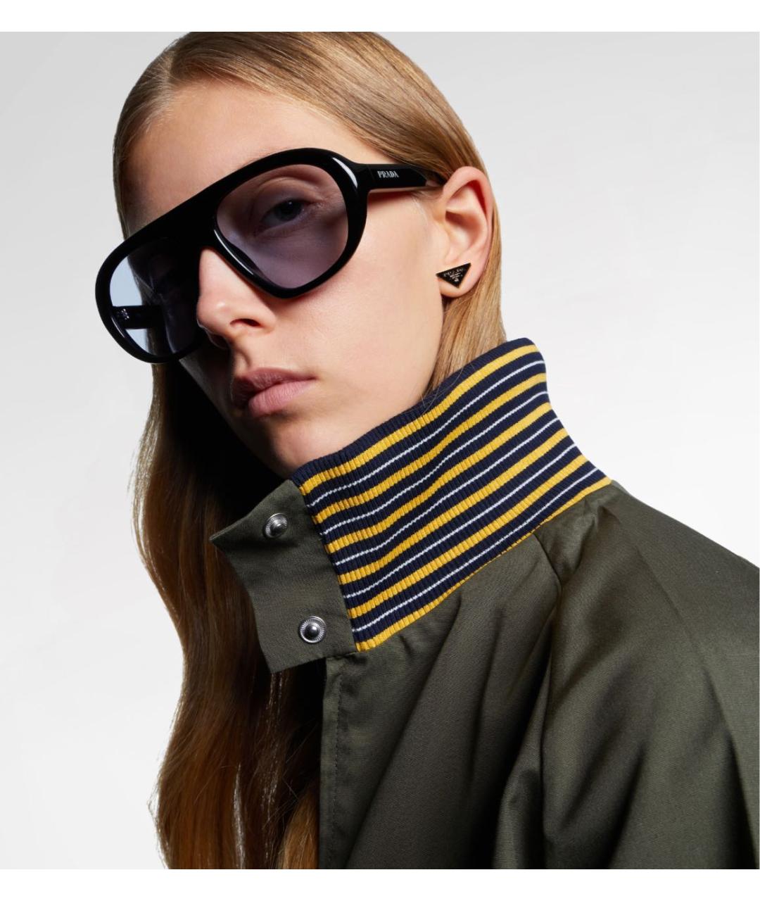 PRADA Черные пластиковые солнцезащитные очки, фото 7