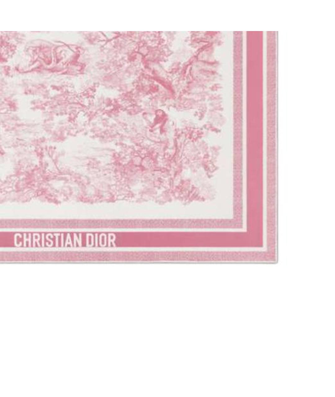 CHRISTIAN DIOR Розовый шелковый шарф, фото 3