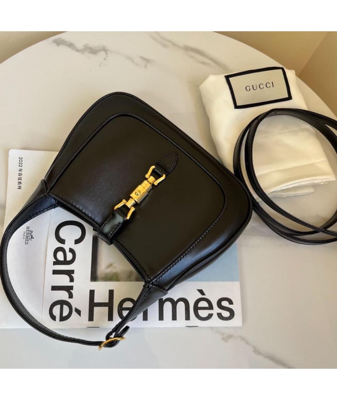 GUCCI Черная кожаная сумка с короткими ручками, фото 3