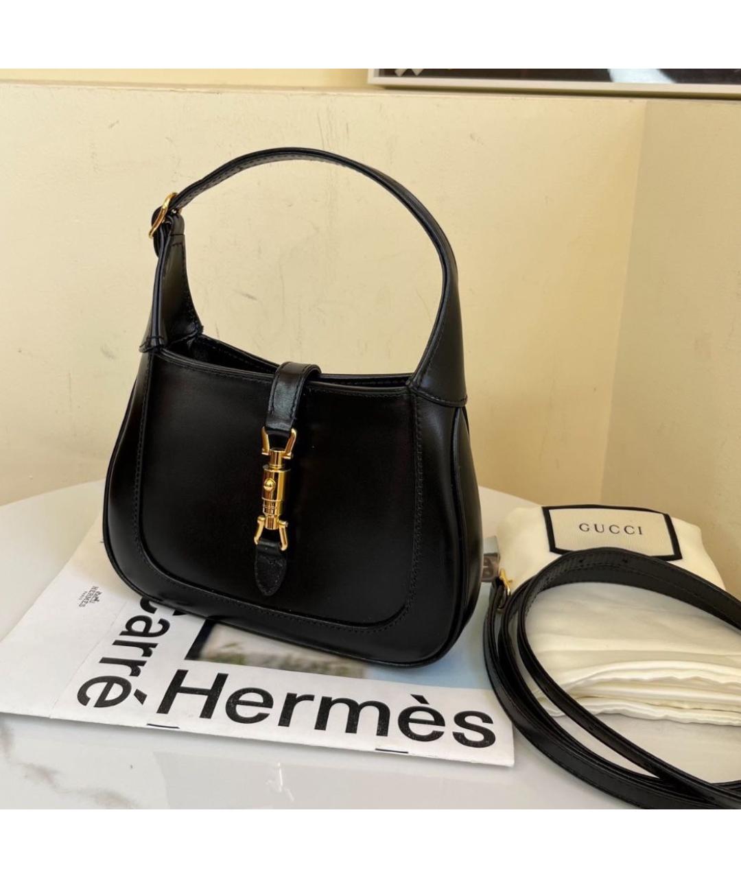 GUCCI Черная кожаная сумка с короткими ручками, фото 4