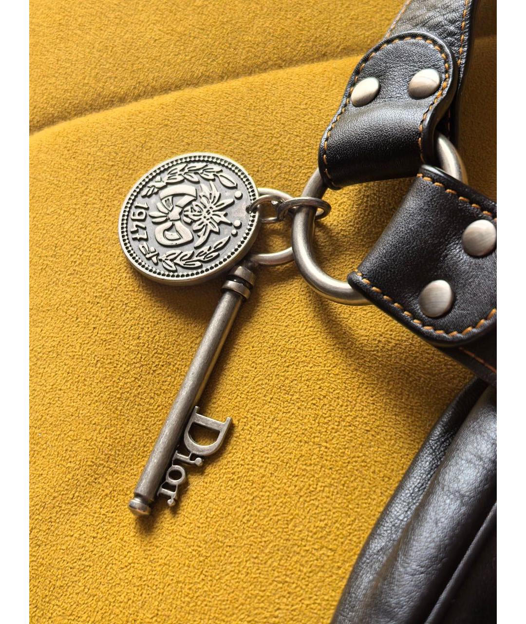 CHRISTIAN DIOR Черная кожаная сумка с короткими ручками, фото 5