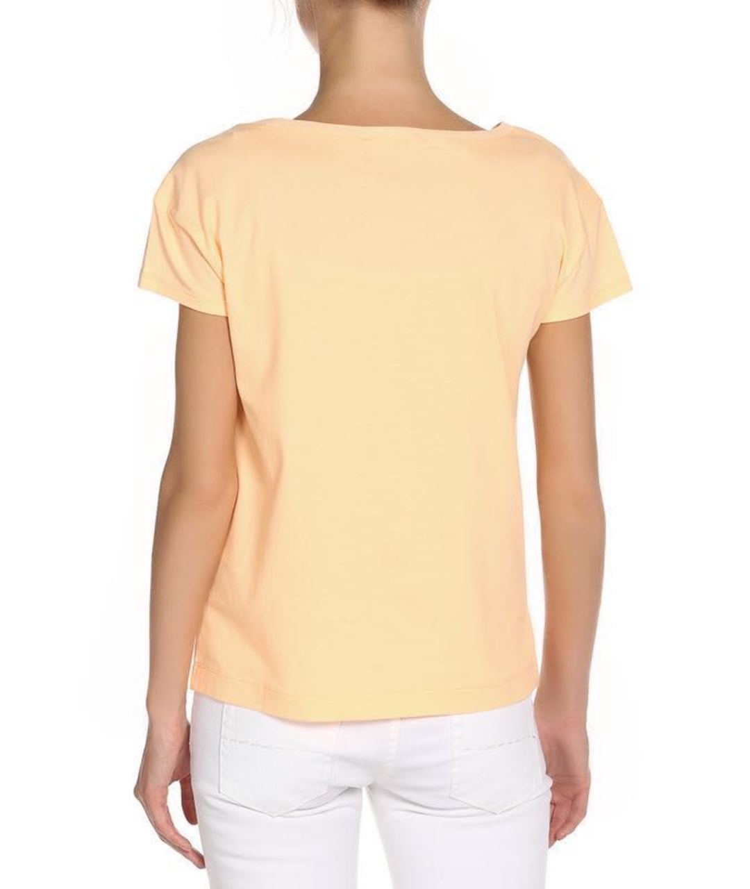 LOVE MOSCHINO Оранжевая хлопко-эластановая футболка, фото 3