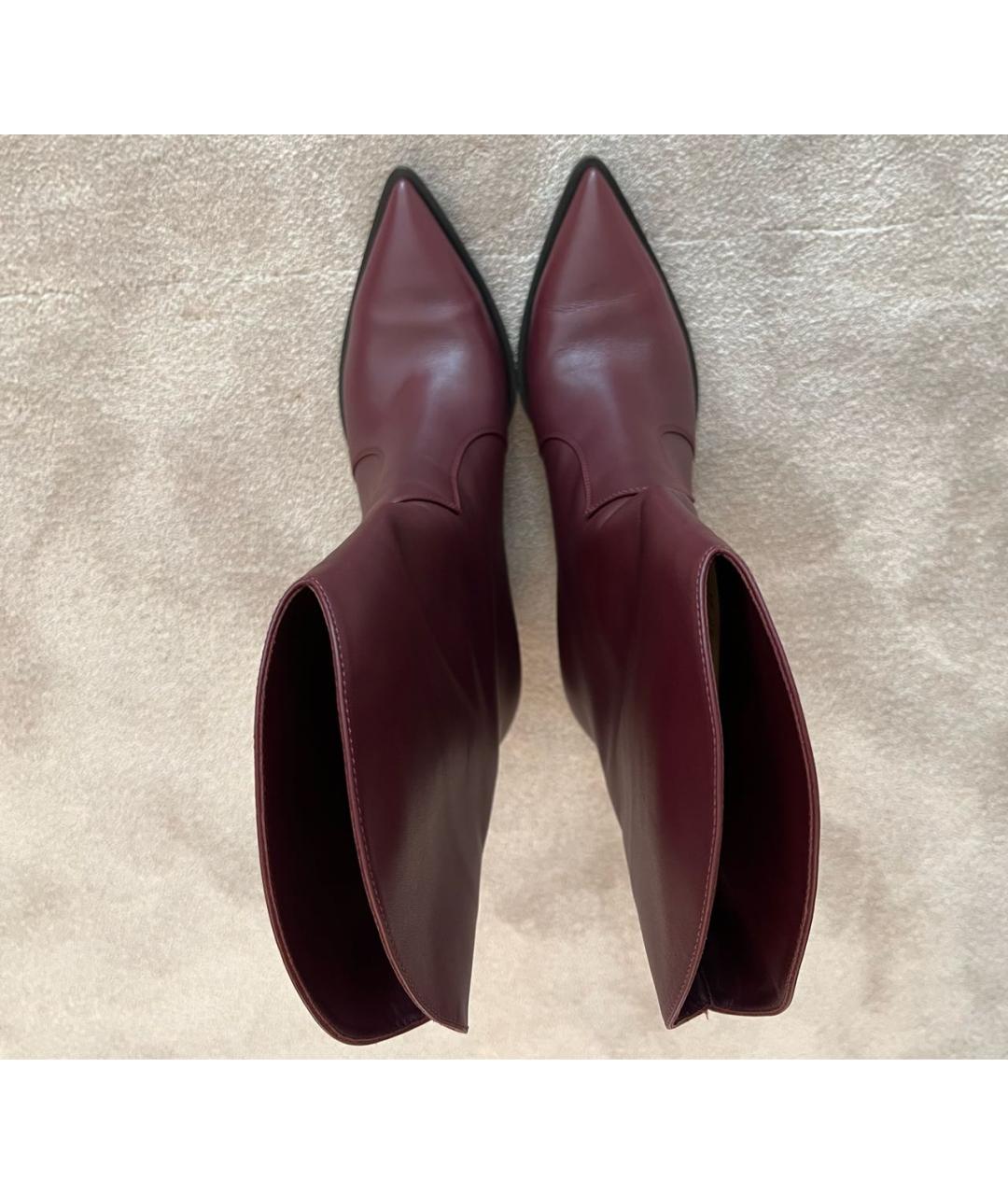 GIANVITO ROSSI Бордовые кожаные полусапоги, фото 3