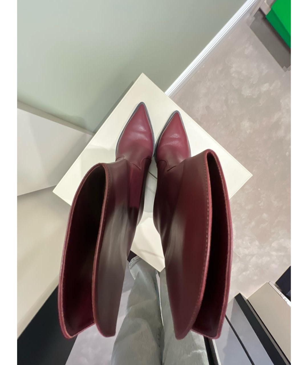 GIANVITO ROSSI Бордовые кожаные полусапоги, фото 3