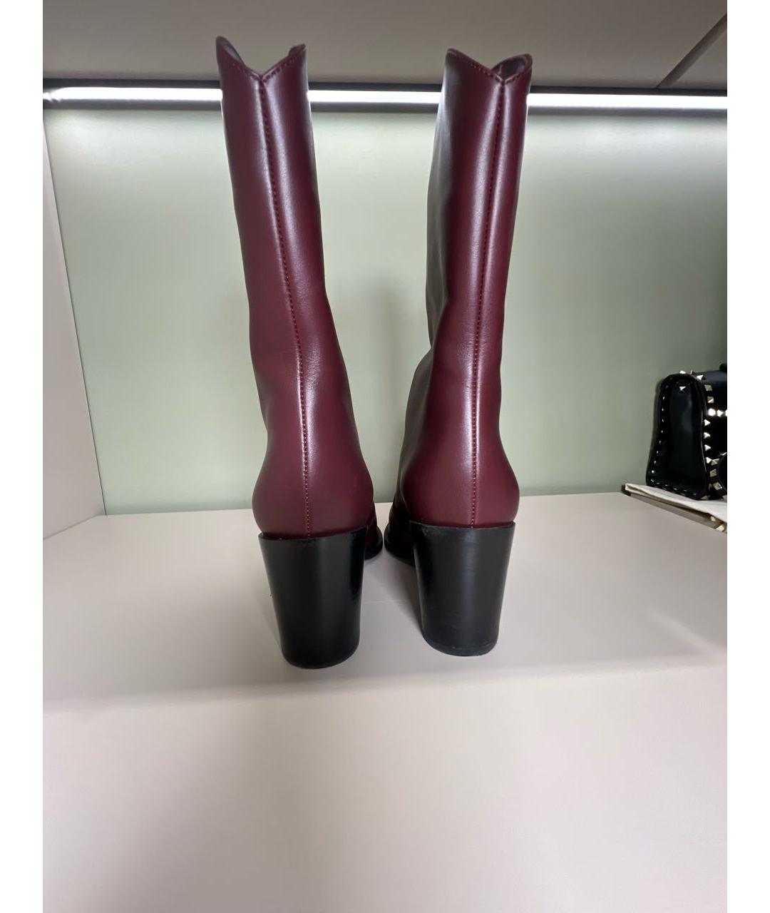 GIANVITO ROSSI Бордовые кожаные полусапоги, фото 4
