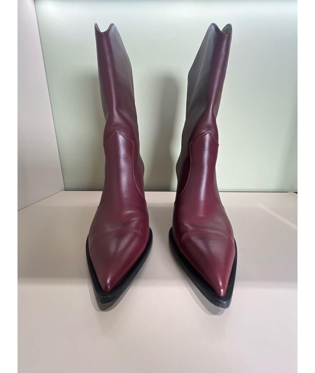 GIANVITO ROSSI Бордовые кожаные полусапоги, фото 2