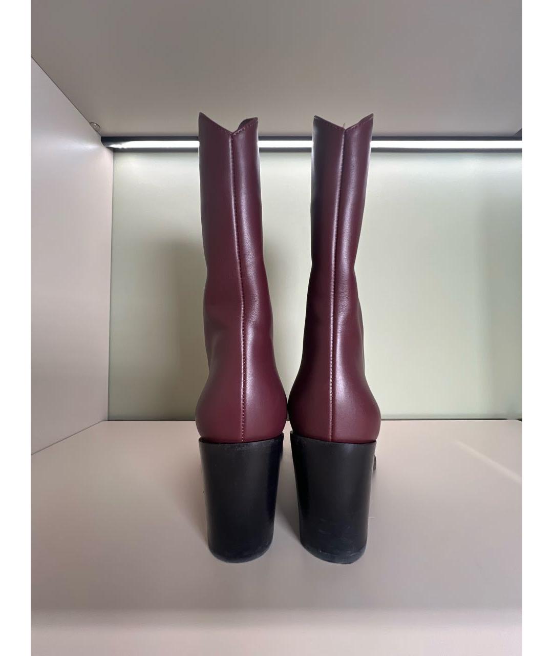 GIANVITO ROSSI Бордовые кожаные полусапоги, фото 4