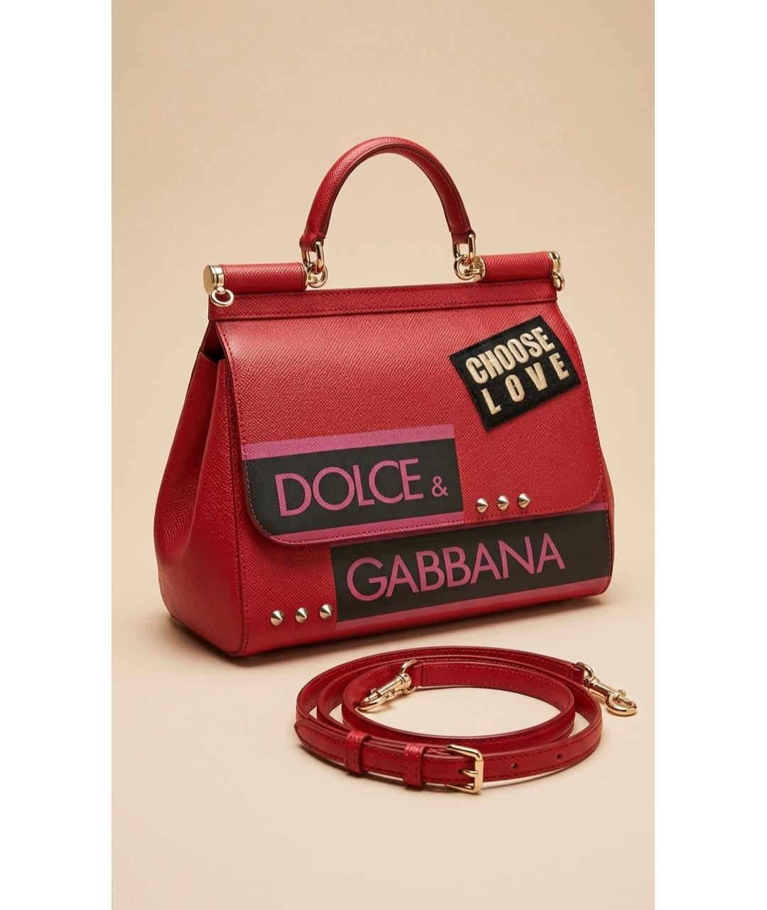 DOLCE&GABBANA Красная кожаная сумка через плечо, фото 2