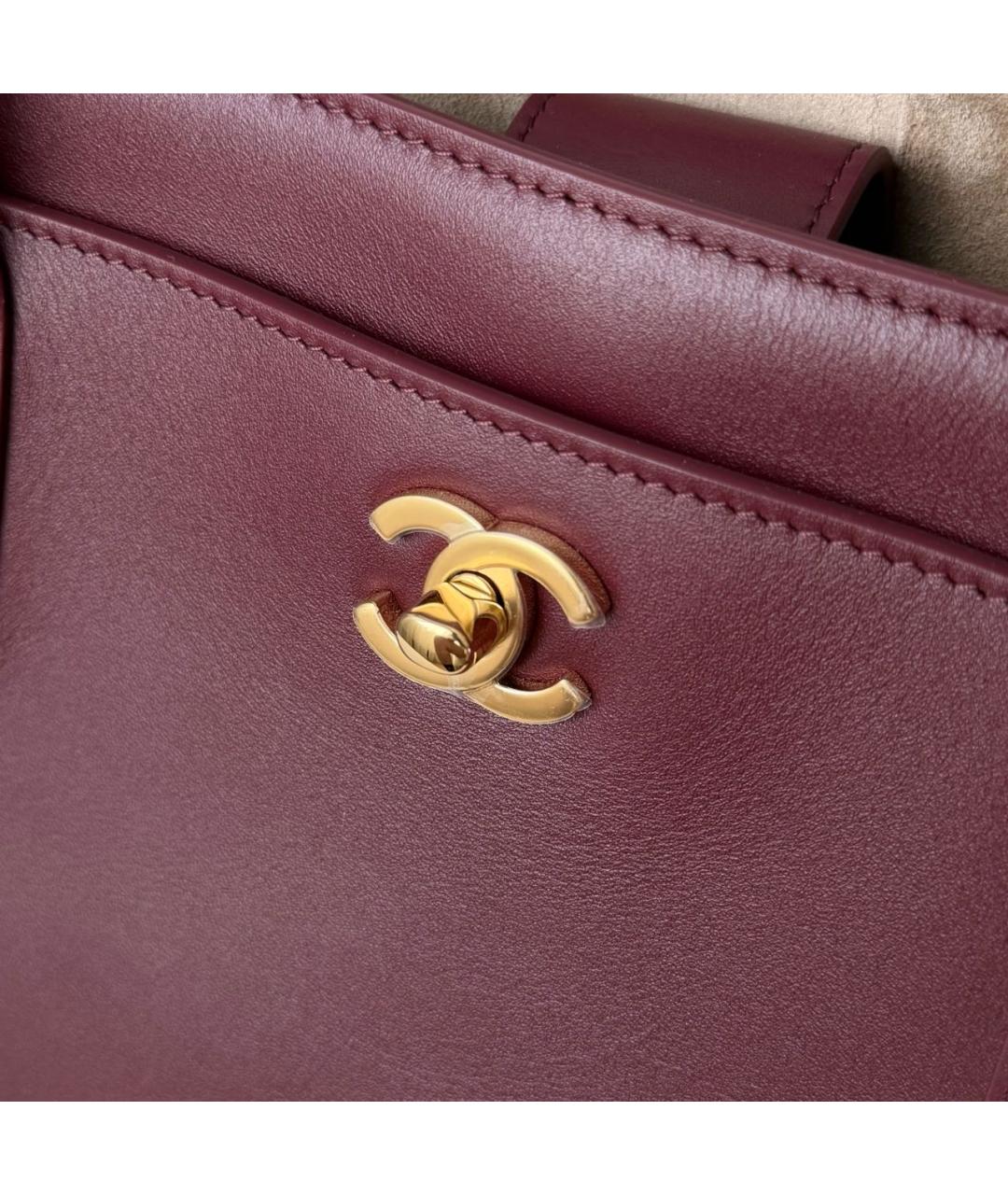CHANEL Бордовая кожаная сумка тоут, фото 4
