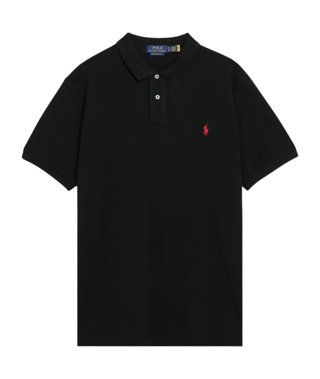 POLO RALPH LAUREN Черное хлопковое поло с коротким рукавом, фото 1