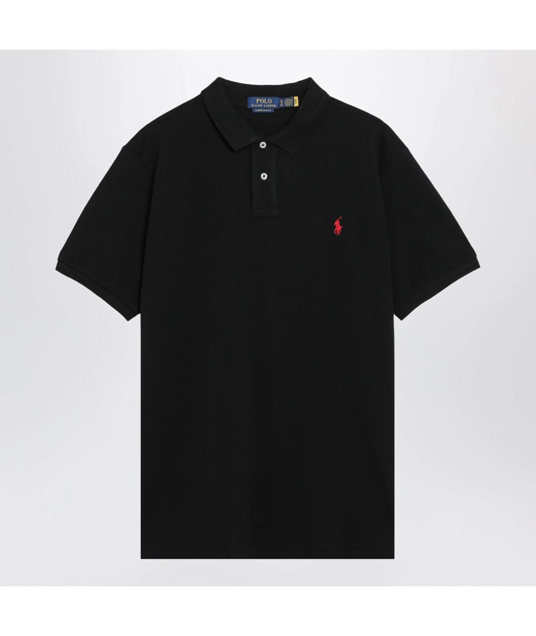 POLO RALPH LAUREN Черное хлопковое поло с коротким рукавом, фото 3