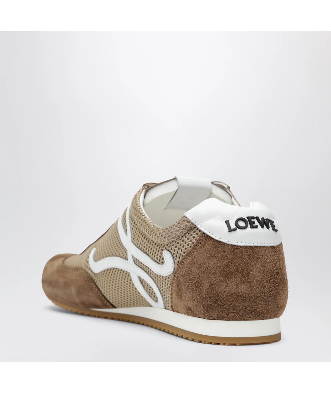 LOEWE Бежевые текстильные низкие кроссовки / кеды, фото 2