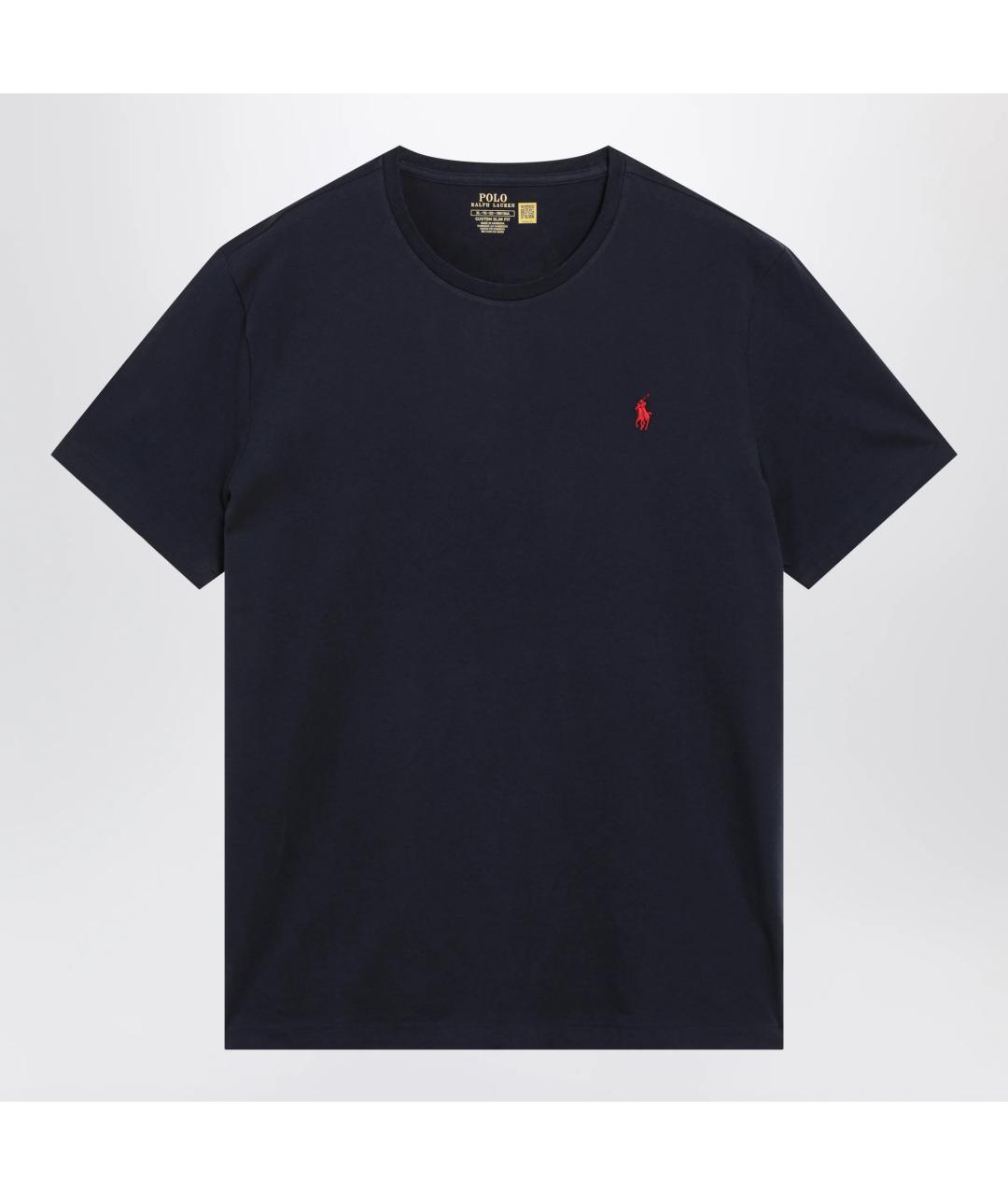 POLO RALPH LAUREN Темно-синяя хлопковая футболка, фото 3
