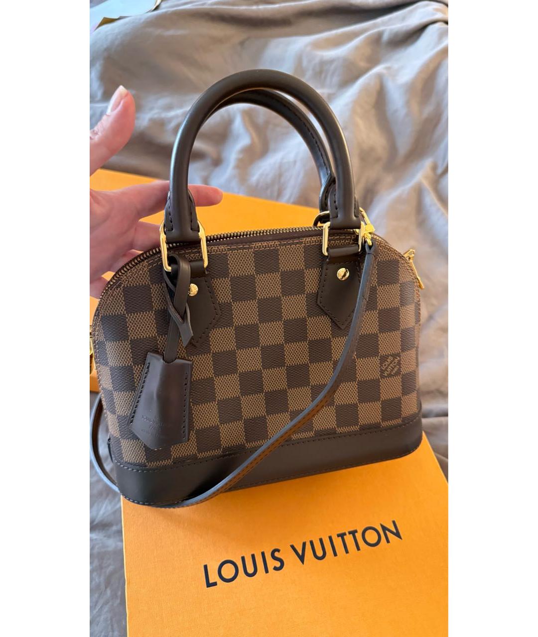 LOUIS VUITTON Коричневая сумка с короткими ручками из искусственной кожи, фото 9