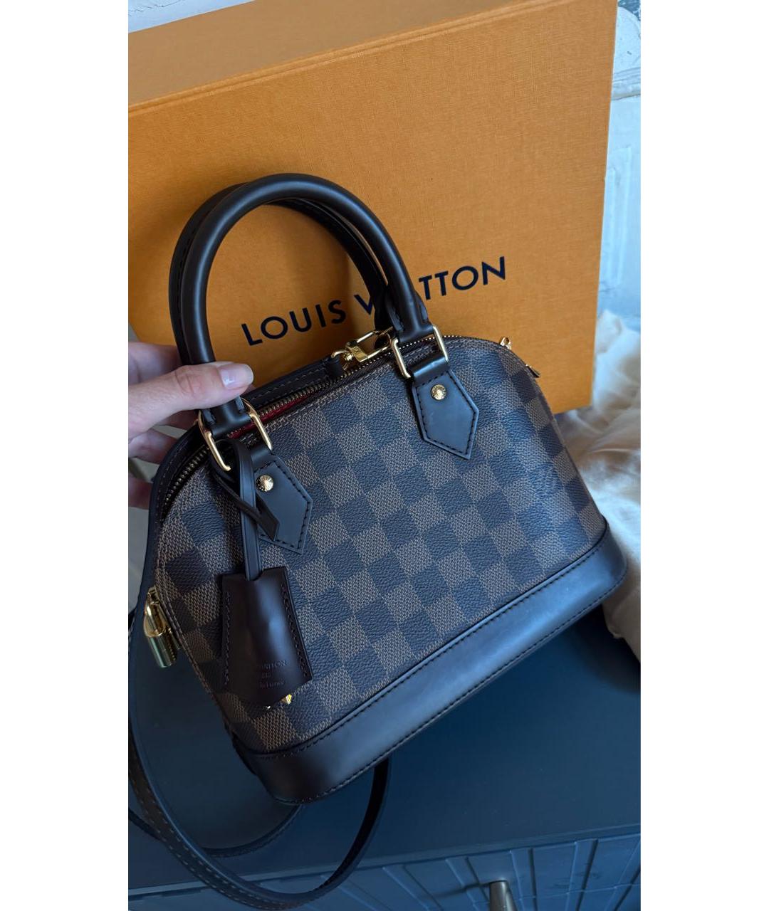 LOUIS VUITTON Коричневая сумка с короткими ручками из искусственной кожи, фото 2