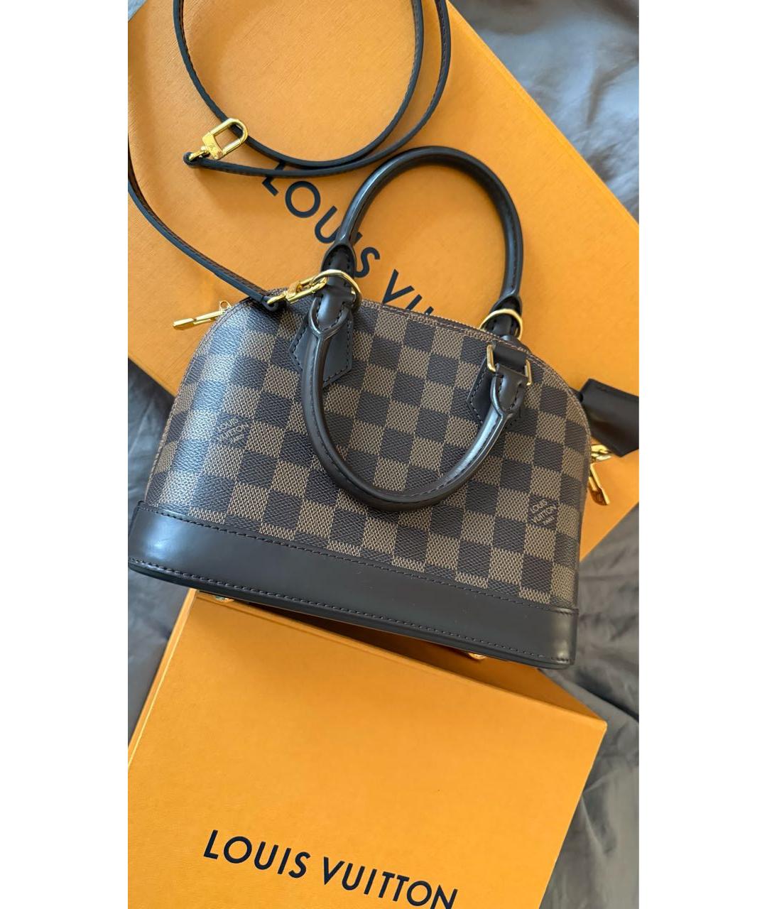 LOUIS VUITTON Коричневая сумка с короткими ручками из искусственной кожи, фото 3
