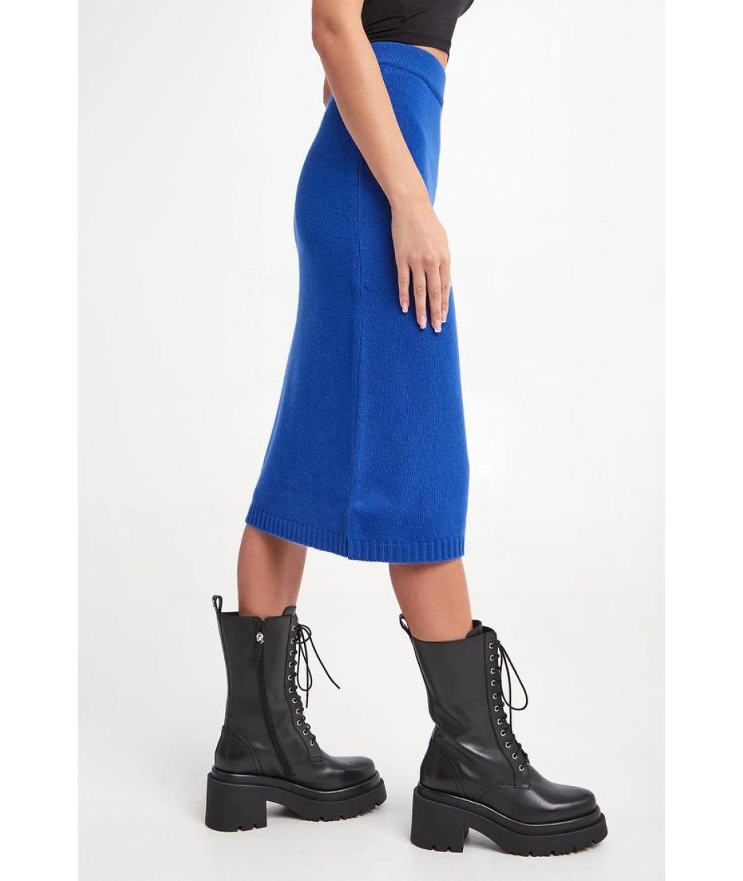 WEEKEND MAX MARA Синяя шерстяная юбка миди, фото 4