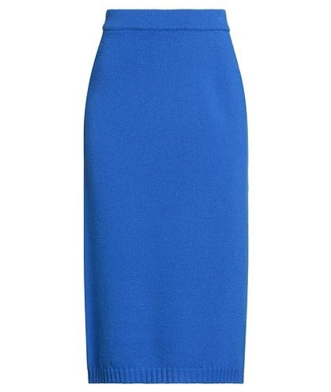 WEEKEND MAX MARA Синяя шерстяная юбка миди, фото 1