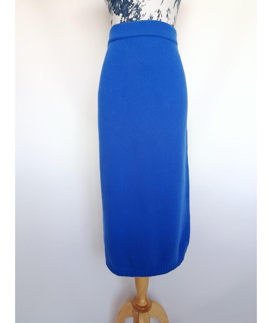 WEEKEND MAX MARA Синяя шерстяная юбка миди, фото 5