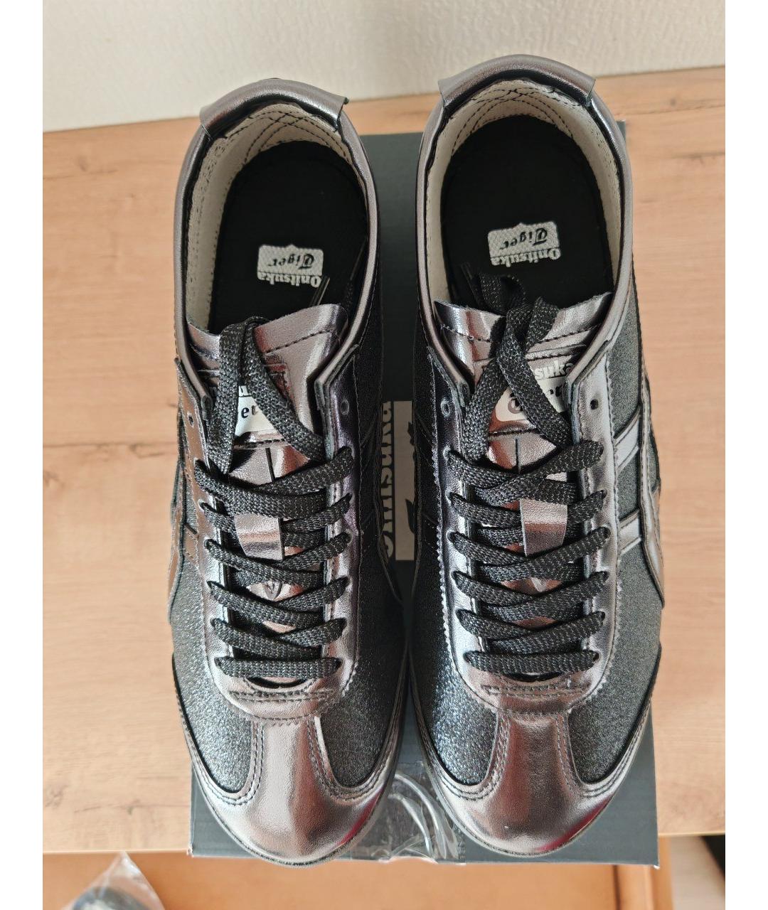 ONITSUKA TIGER Черные кожаные низкие кроссовки / кеды, фото 3