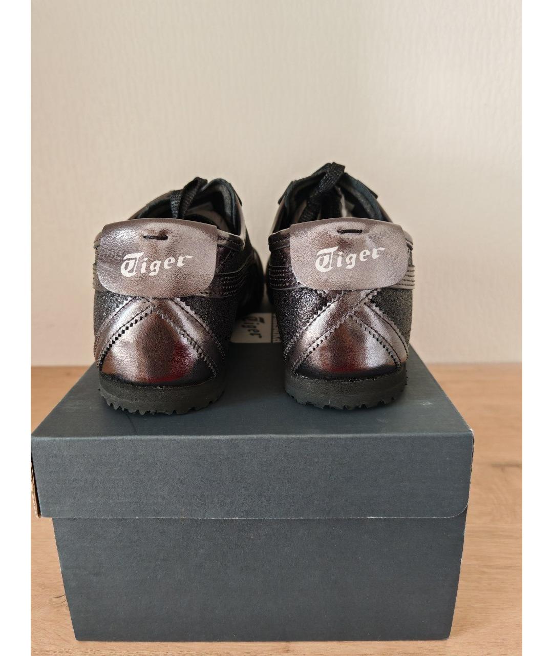 ONITSUKA TIGER Черные кожаные низкие кроссовки / кеды, фото 4