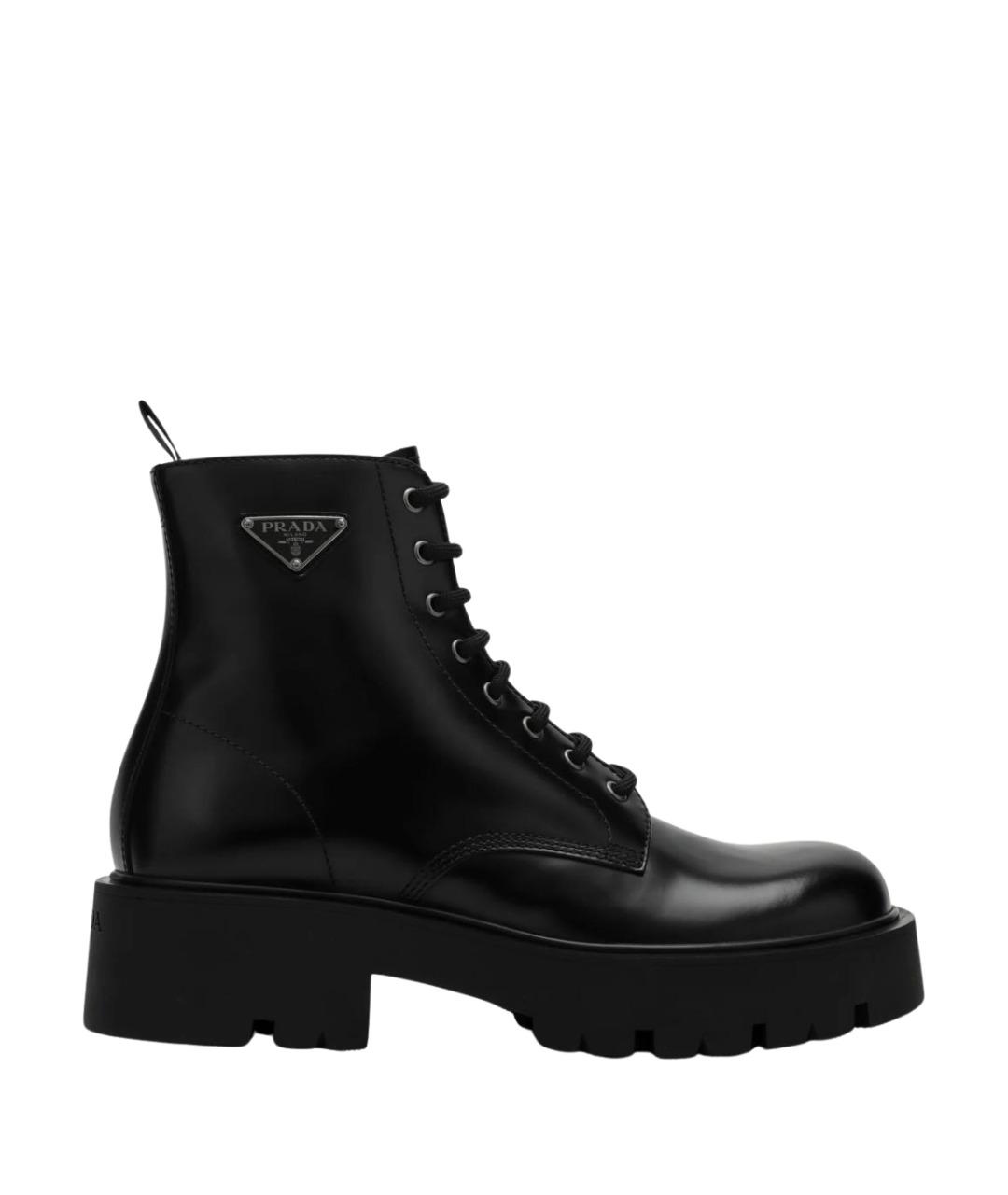 PRADA Черные кожаные высокие ботинки, фото 1
