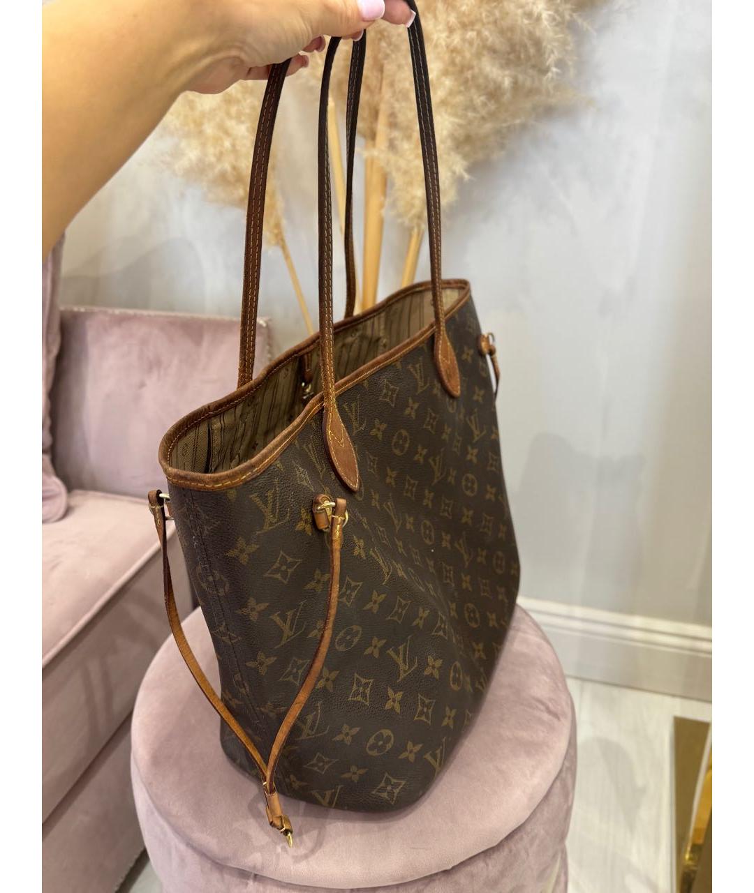 LOUIS VUITTON Коричневая кожаная сумка с короткими ручками, фото 3