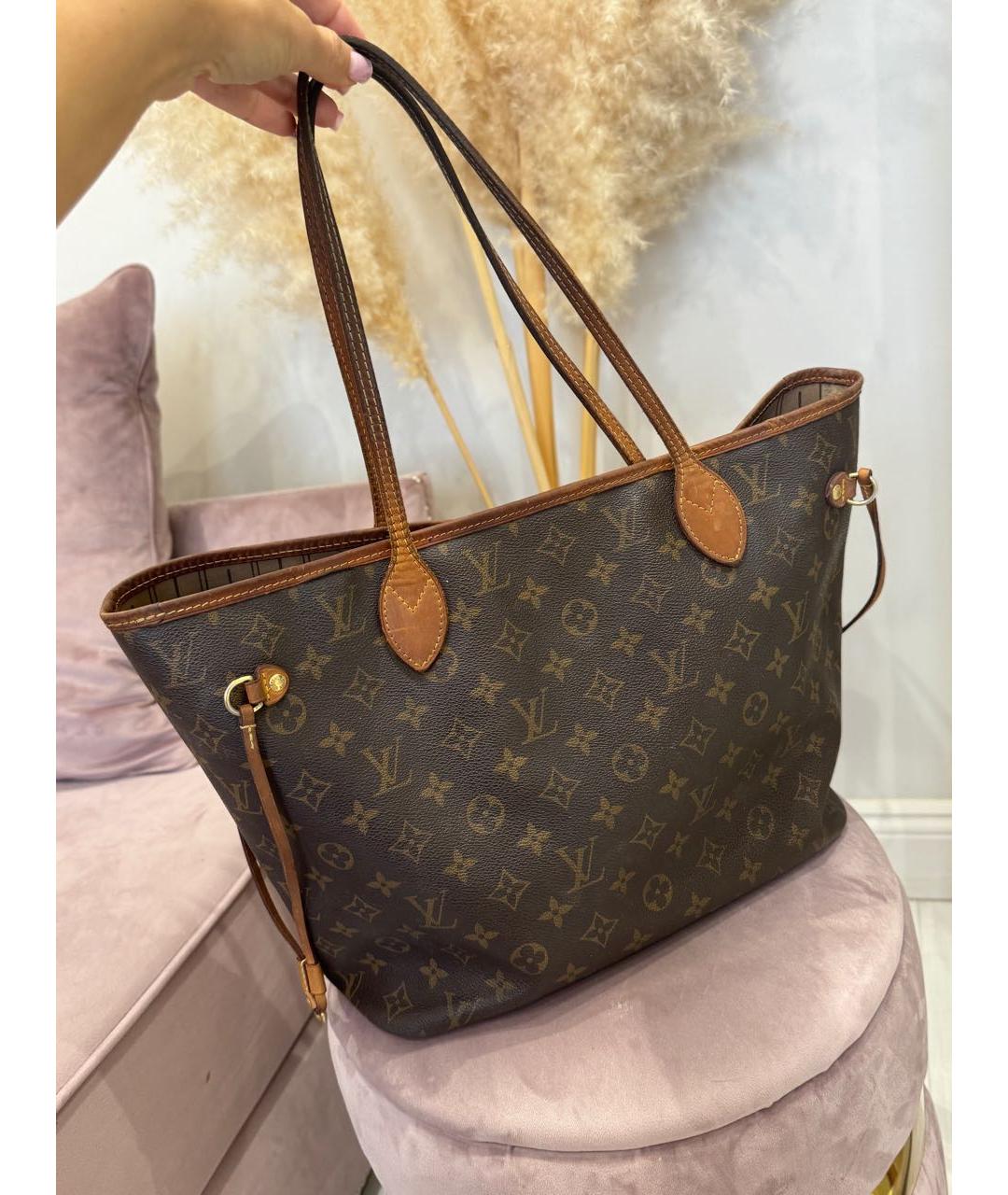 LOUIS VUITTON Коричневая кожаная сумка с короткими ручками, фото 2